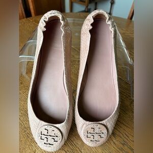 Tory Burch Minnie Embossed Leather Ballet Flat Meadowsweet Pink Size 9 US
